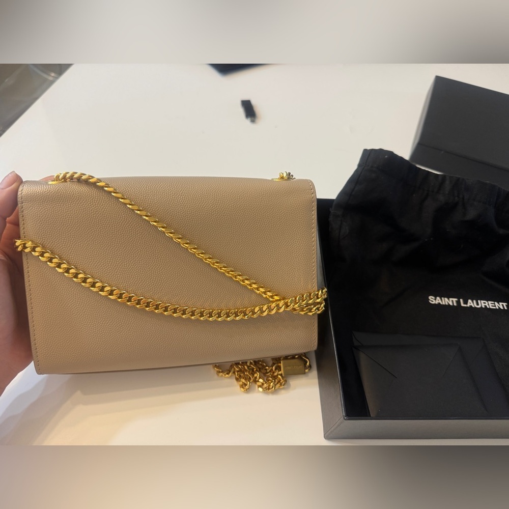 Yves Saint Laurent Beige Leather Crossbody with Gold Chain - Picture 7 of 7